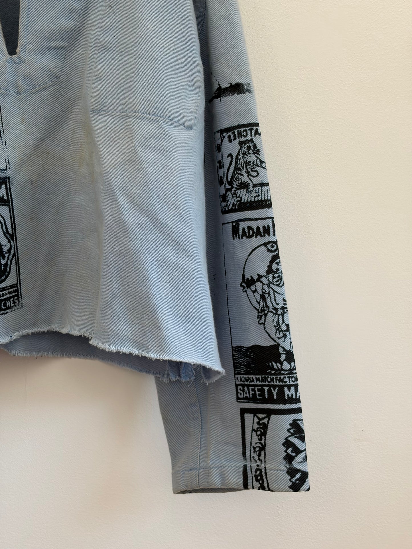 1/1 Hand Printed Vintage French Navy Fleece
