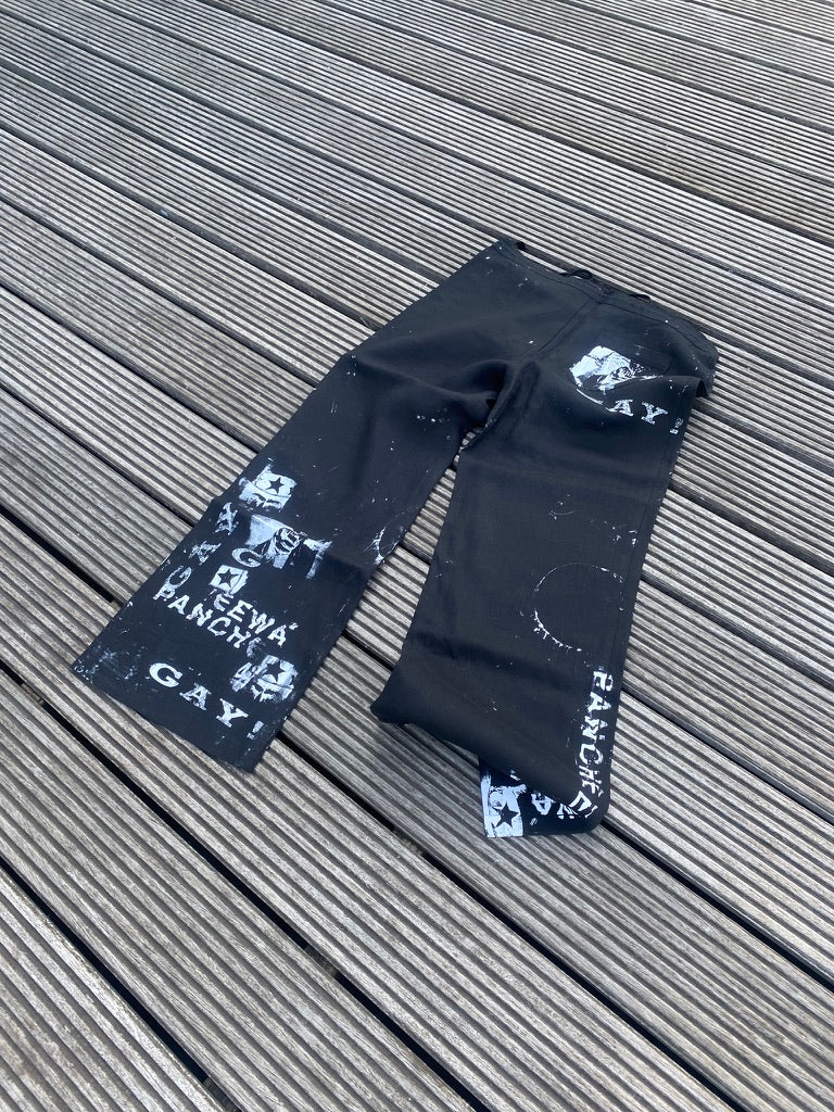 Reworked Black Linen Trousers