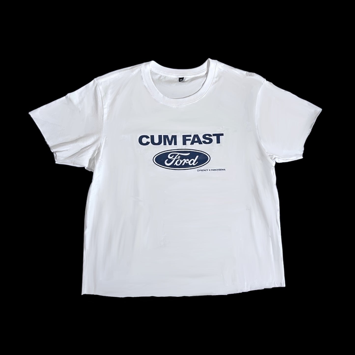 White CUM FAST tee