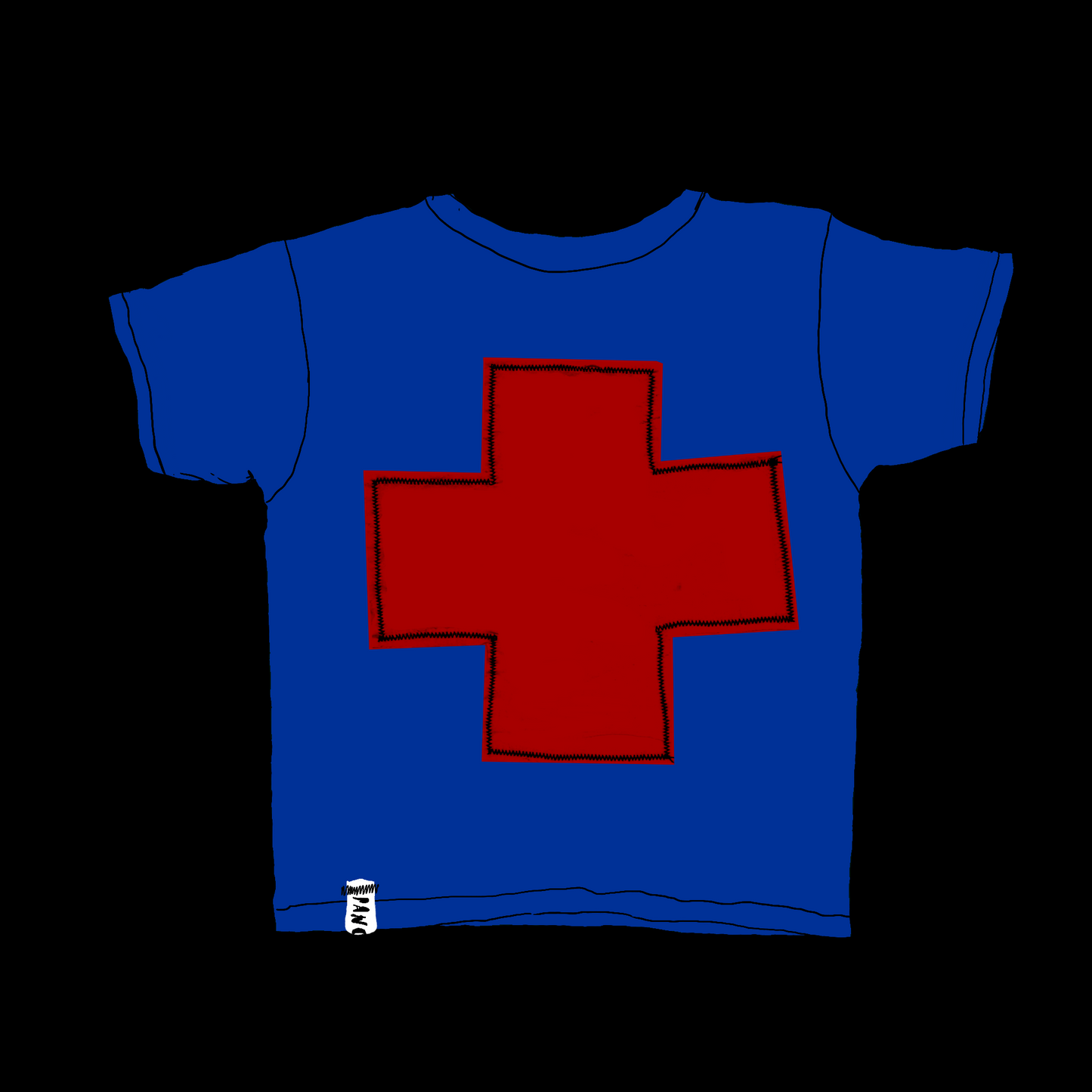 BLUE + RED CROSS BABY TEE
