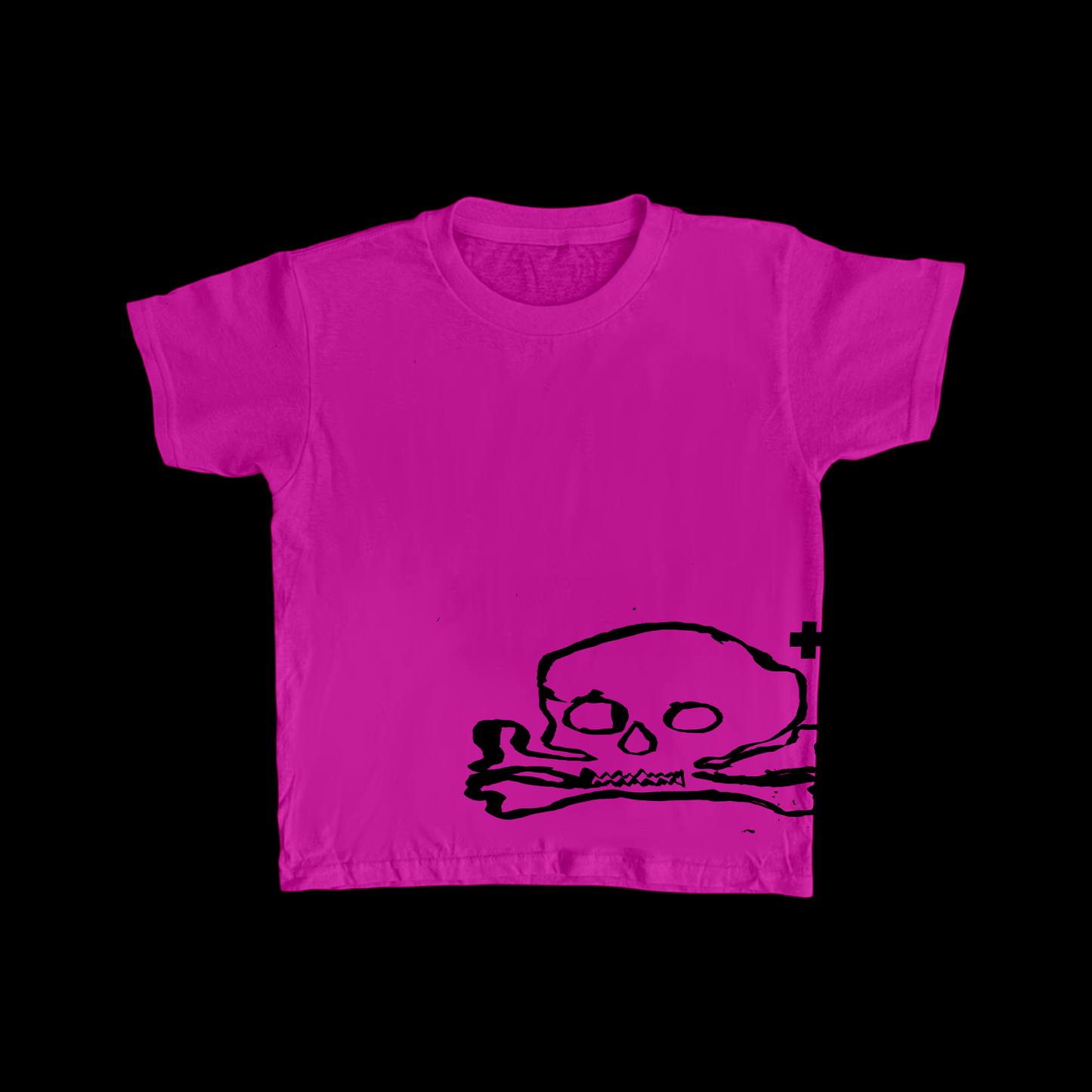 Pink crossbones Tee - neckline is stained