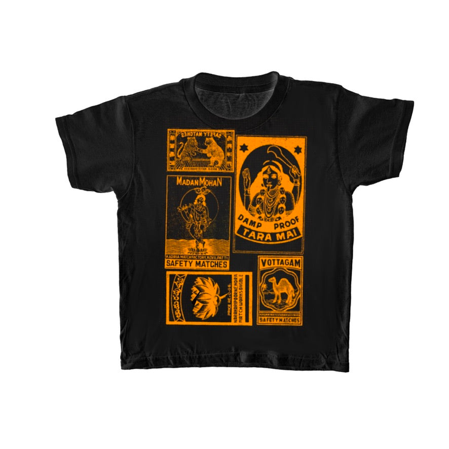 Black and Orange Safety Match Tee - S