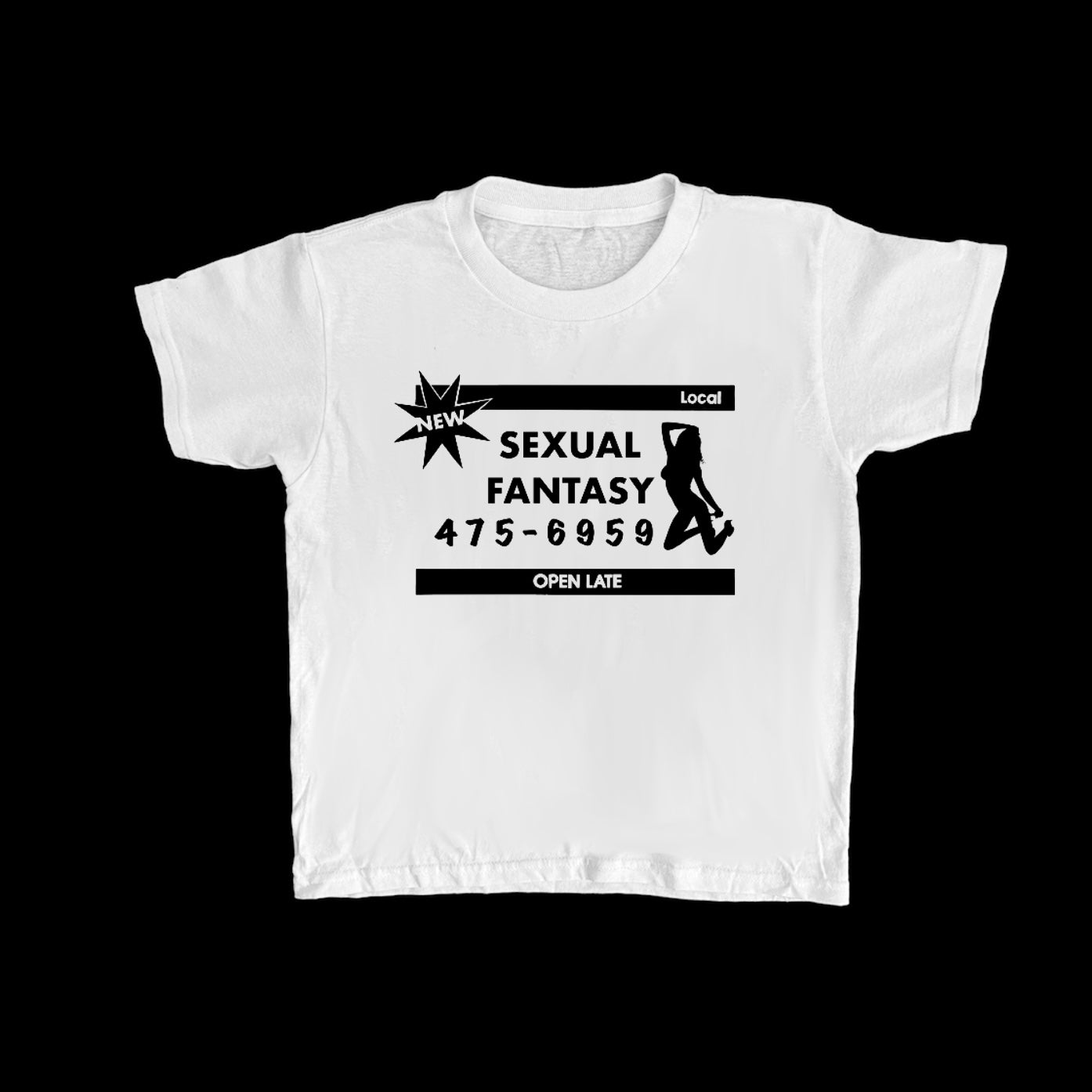 White SEXUAL FANTASY Baby Tee – PANCHEEWA