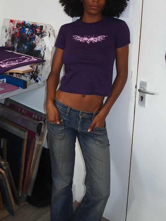 Purple And Pink Demon Stamp Tee - XS