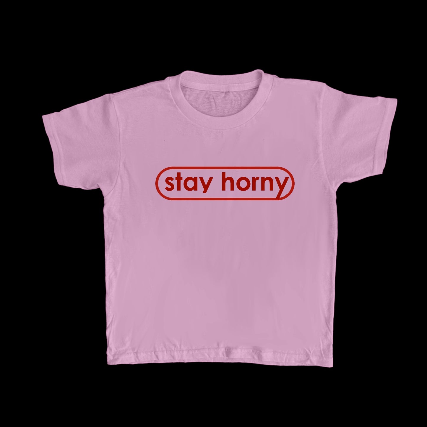 Pink and Red STAY HORNY Baby Tee