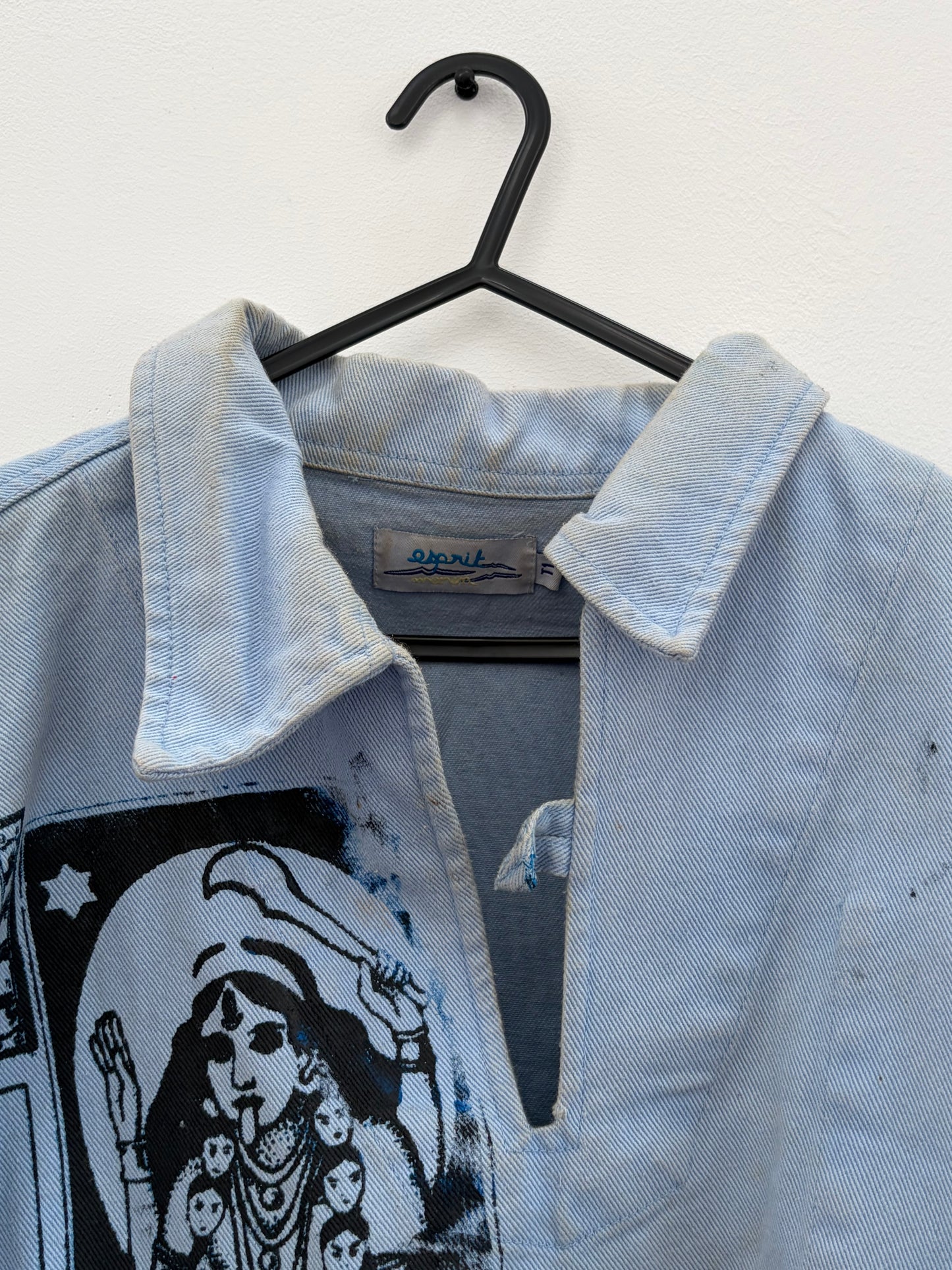 1/1 Hand Printed Vintage French Navy Fleece