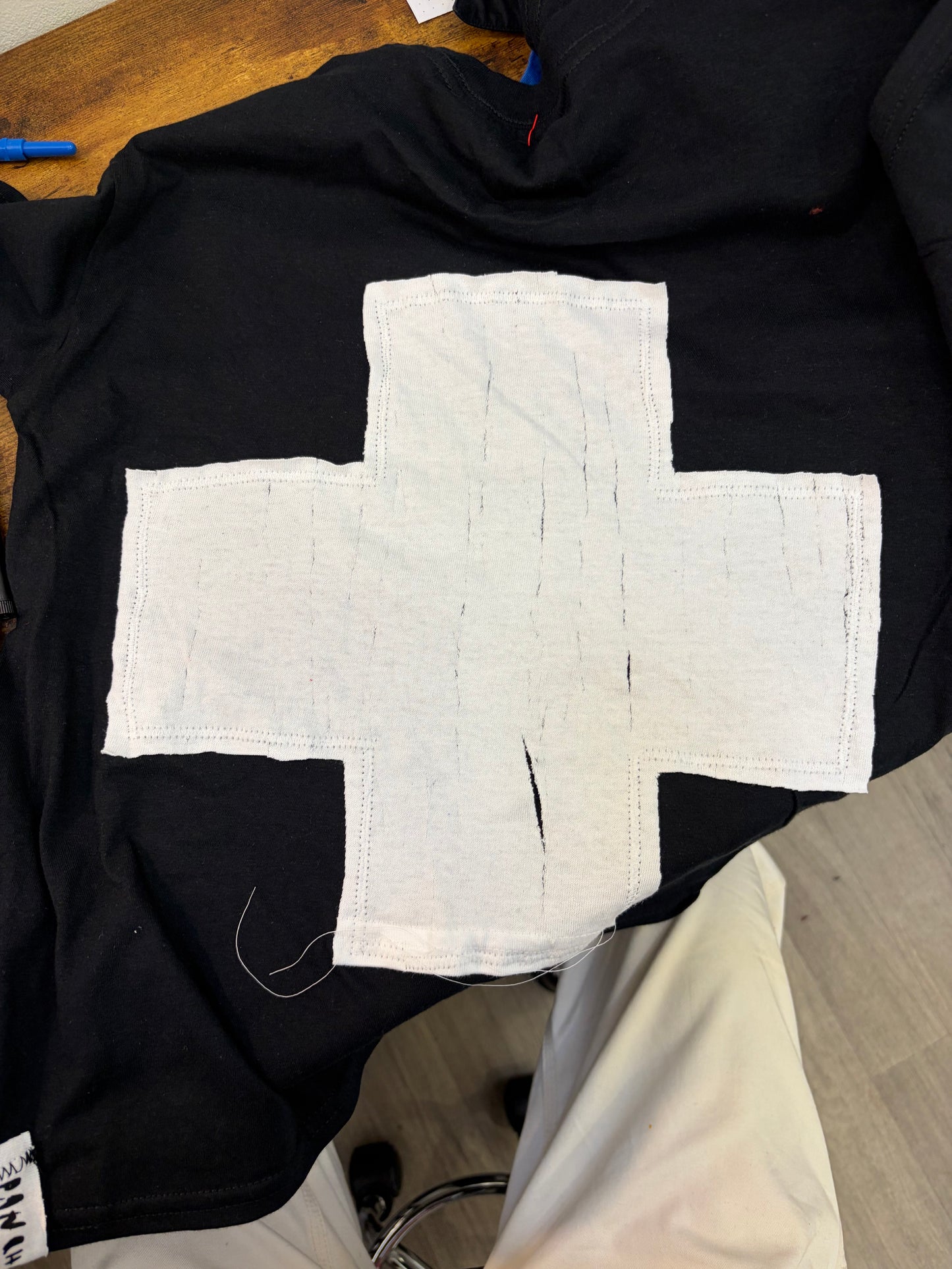 BLACK + WHITE CROSS BABY TEE