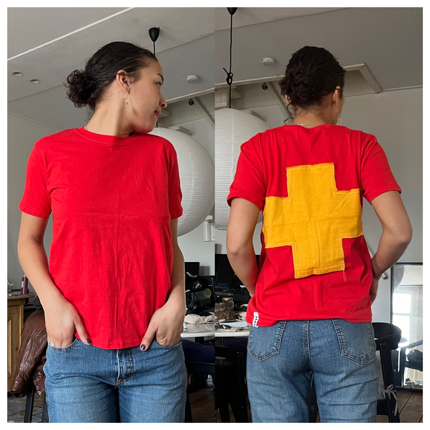RED + YELLOW CROSS BABY TEE