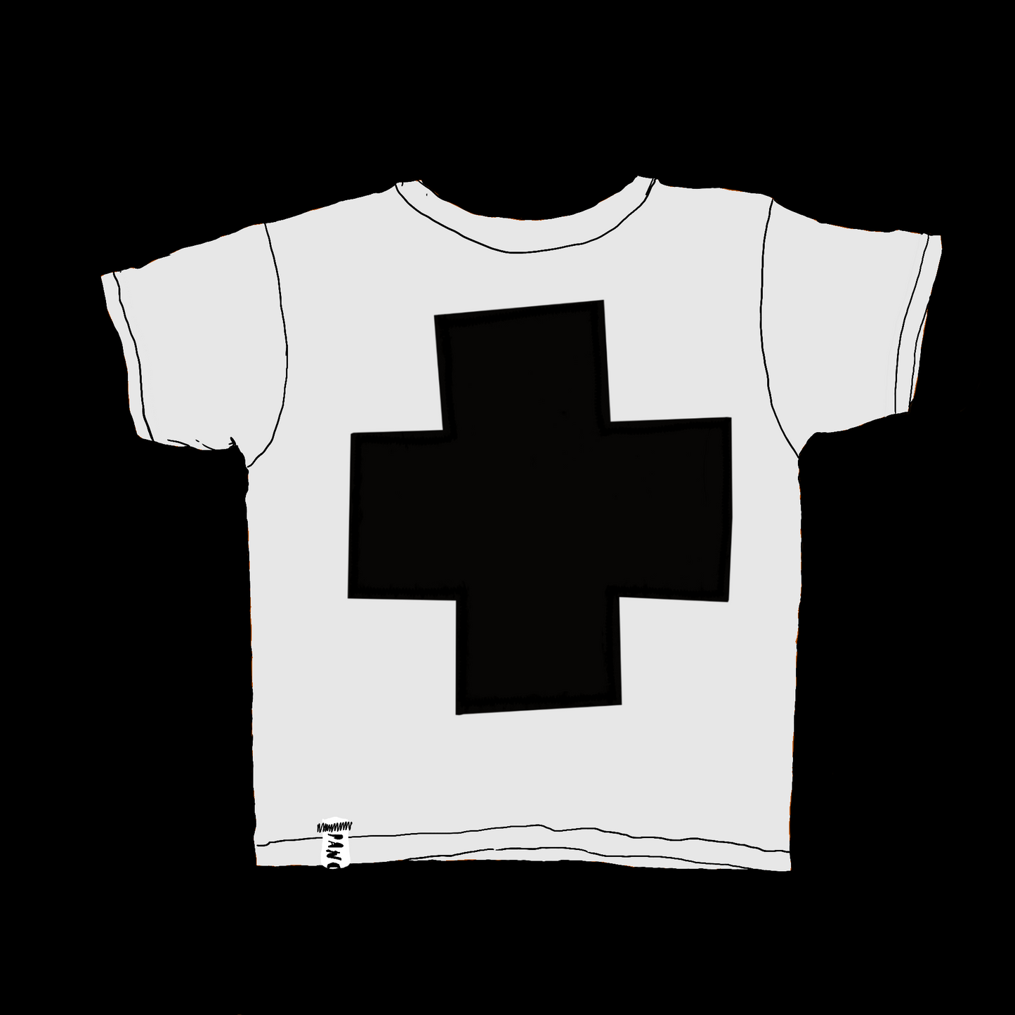 WHITE + BLACK CROSS BABY TEE
