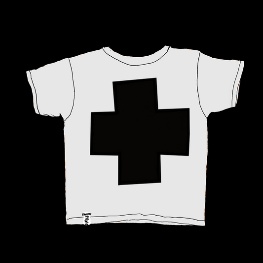 WHITE + BLACK CROSS BABY TEE