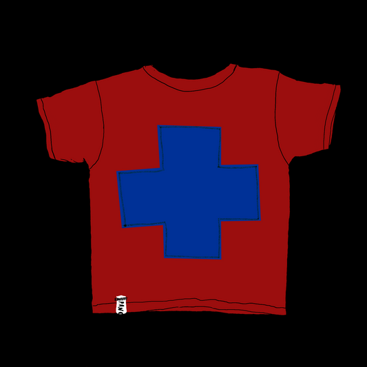 RED + BLUE CROSS BABY TEE