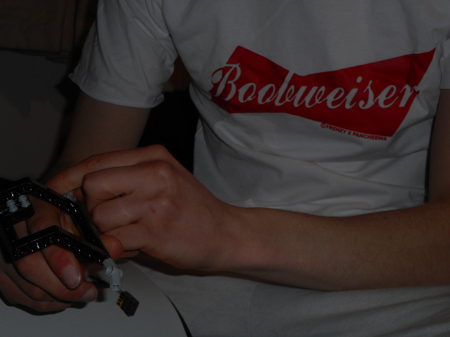 White BOOBWEISER tee