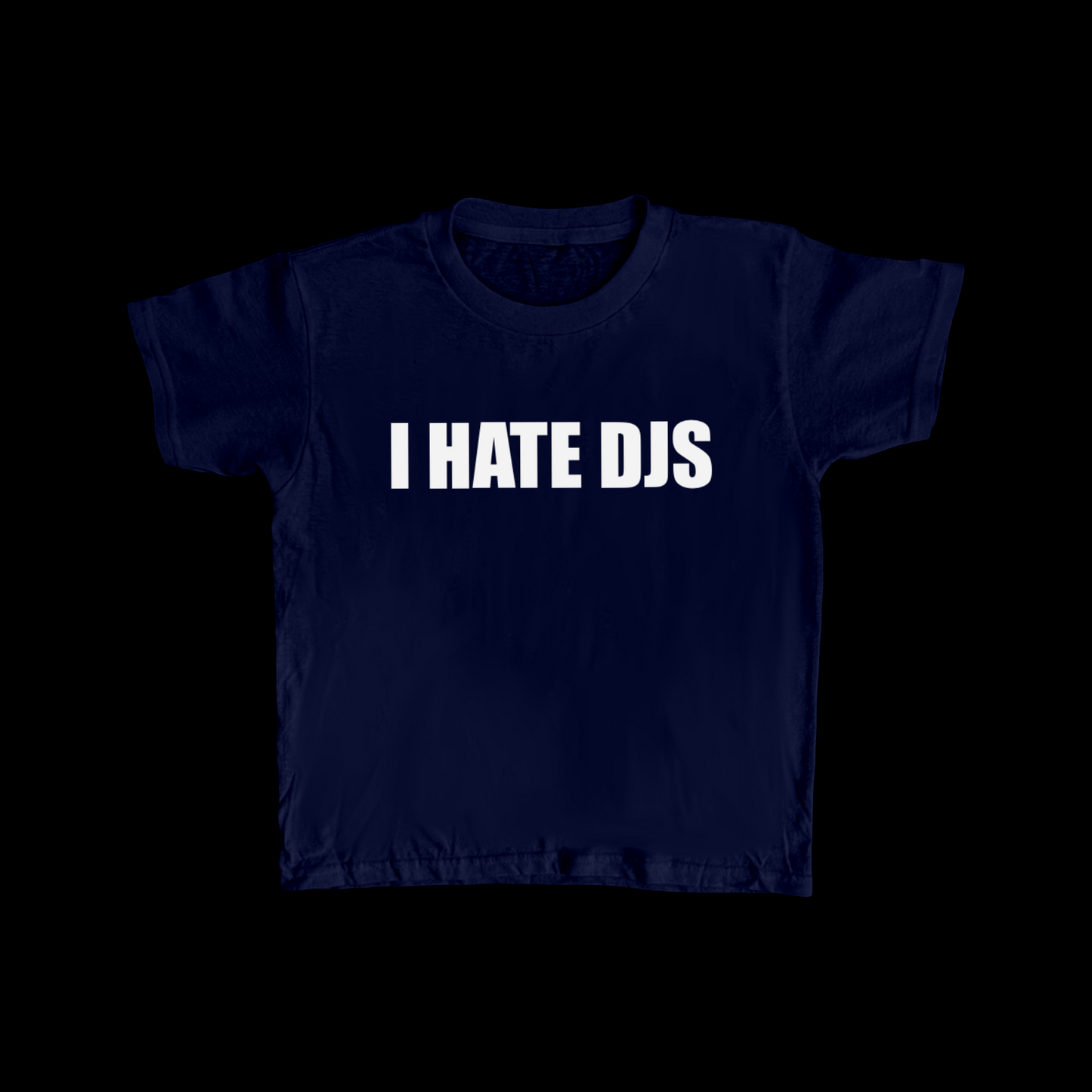 NAVY I HATE DJS BABY TEE