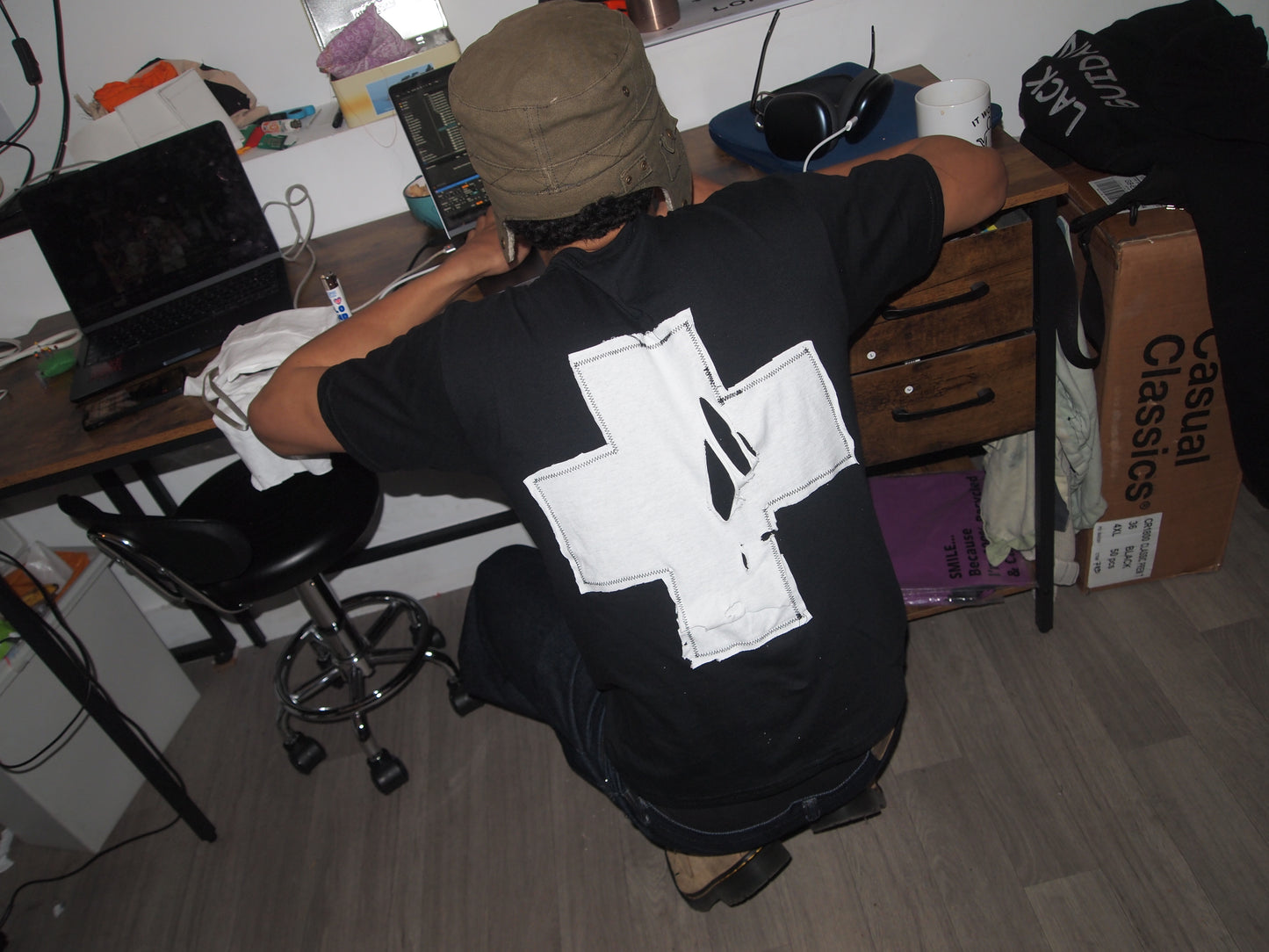 BLACK + WHITE CROSS BABY TEE