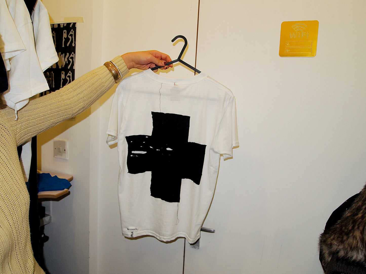 WHITE + BLACK CROSS BABY TEE