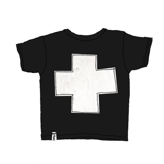 BLACK + WHITE CROSS BABY TEE