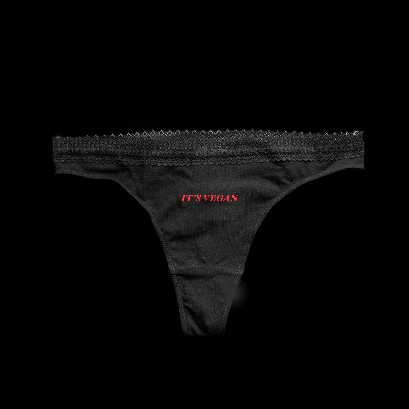 Black + Red IT'S VEGAN Thong