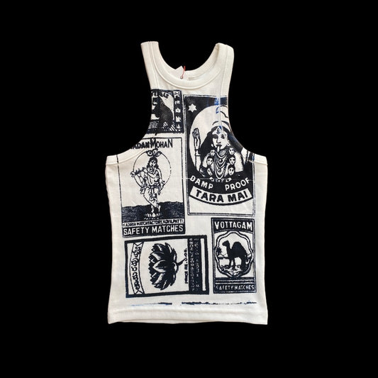 White SAFETY MATCHES tank top