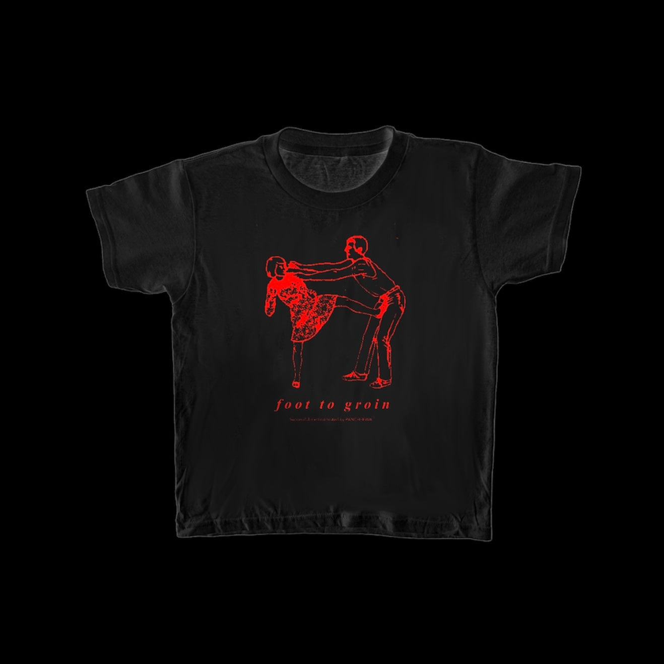 Black + Red FOOT TO GROIN Baby Tee