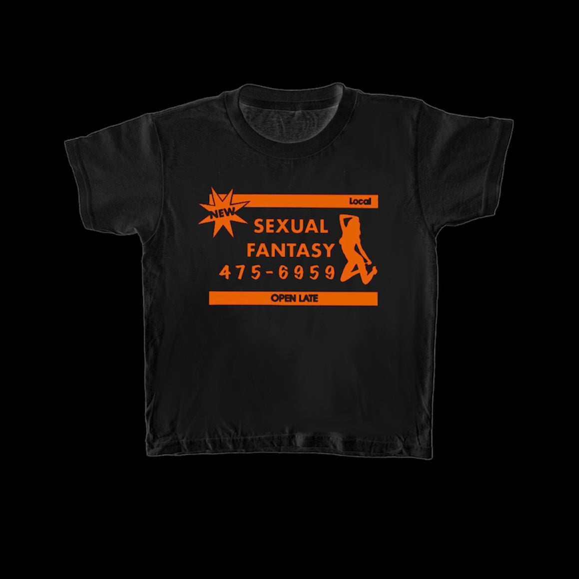 Black + Orange SEXUAL FANTASY Baby Tee