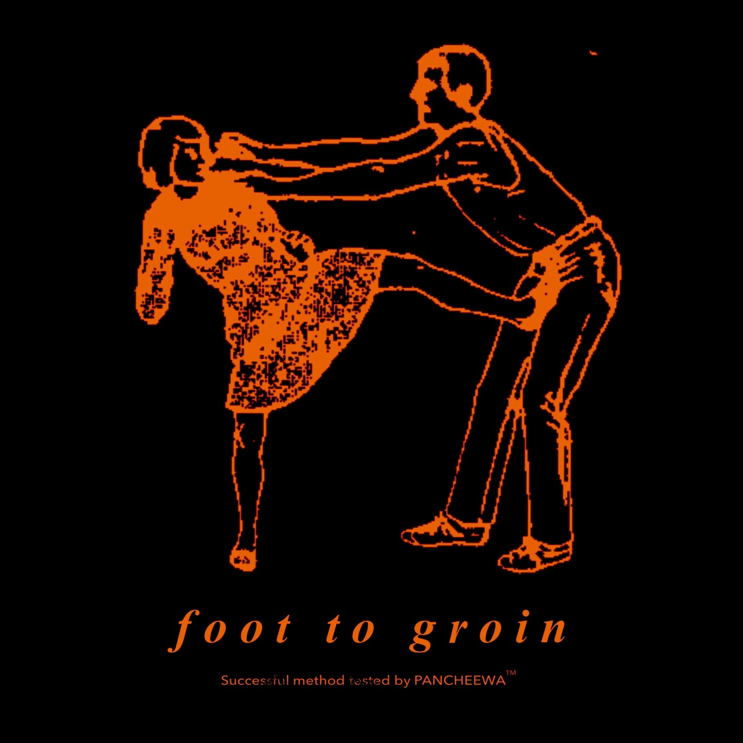 Black + Orange FOOT TO GROIN Baby Tee