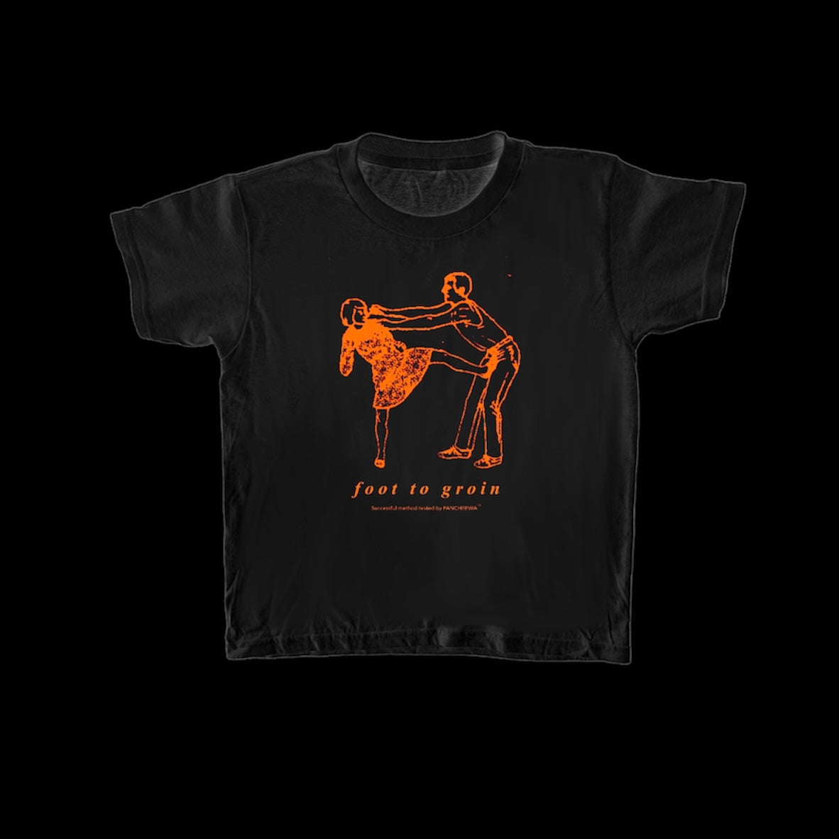 Black + Orange FOOT TO GROIN Baby Tee